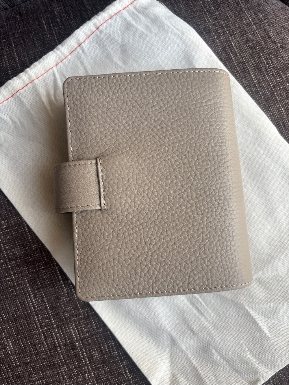 Filofax Pocket Rings Norfolk Leather Taupe Planner Notebook Cover Like New - Picture 2 of 15